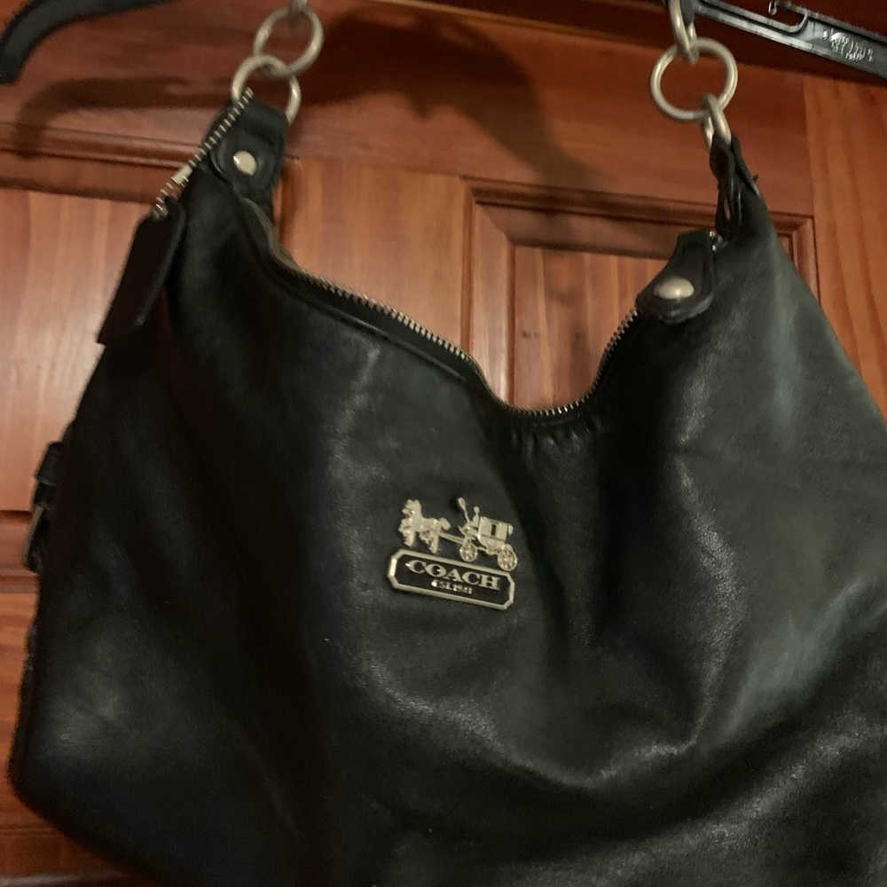 Black Leather Coach Shoulder Bag